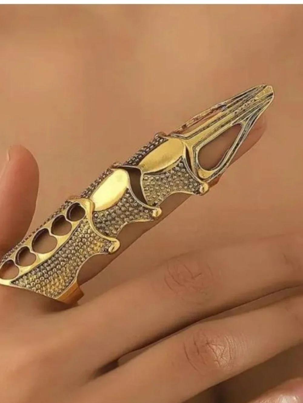 Gothic Gold Brass Full Finger Claw Ring Set Of 5